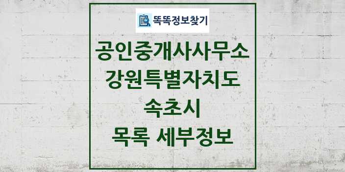 2024 속초시 공인중개사사무소 목록 및 정보 - 강원특별자치도 리스트