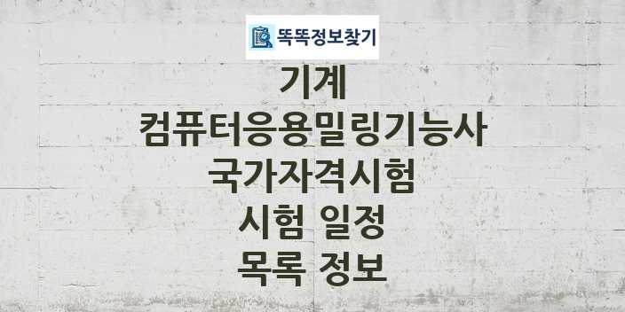 2024 컴퓨터응용밀링기능사 종목 국가자격 시험일정 목록