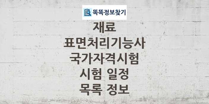 2024 표면처리기능사 종목 국가자격 시험일정 목록