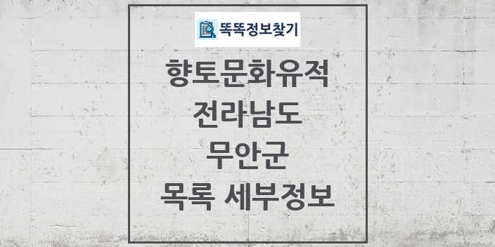 2024 무안군 향토문화유적 목록 및 정보 - 전라남도 리스트